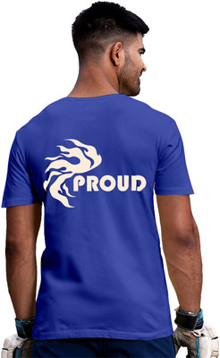 Fighterhero Solid Men Round Neck Blue T-Shirt