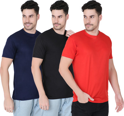 FABSHORE Solid Men Round Neck Multicolor T-Shirt