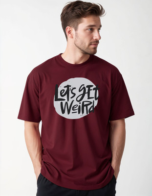 Smartees Printed Men Round Neck Maroon T-Shirt