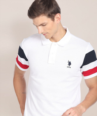 U.S. POLO ASSN. Solid Men Polo Neck White T-Shirt