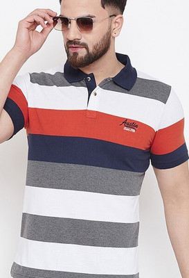 Austin Wood Striped Men Polo Neck Multicolor T-Shirt