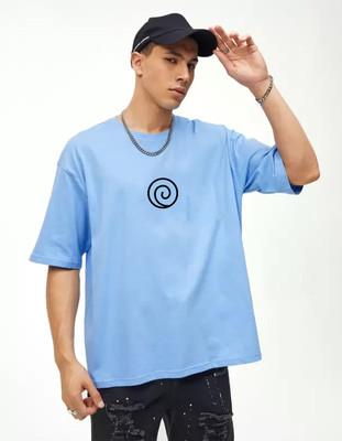 Afalusz Printed Men Round Neck Light Blue T-Shirt