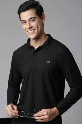 Maxzone Solid Men Polo Neck Black T-Shirt