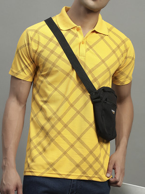 BLISS BOYS Printed Men Polo Neck Yellow T-Shirt