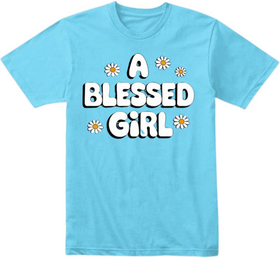 MAYANK CREATION Printed Women Round Neck Light Blue T-Shirt