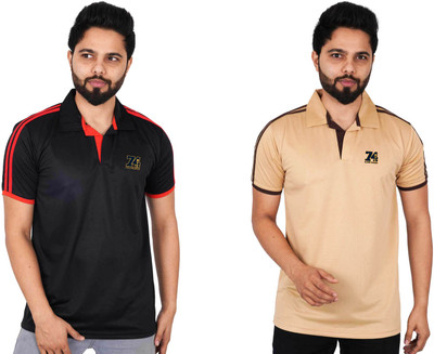 La Milano Striped Men Polo Neck Multicolor T-Shirt