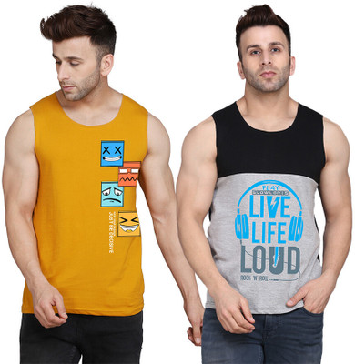SLOWLORIS Printed Men Scoop Neck Multicolor T-Shirt
