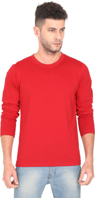 TURTEE Solid Men Round Neck Red T-Shirt