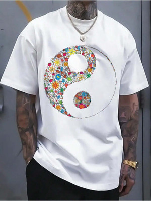 HASTEN Printed Men Round Neck White T-Shirt