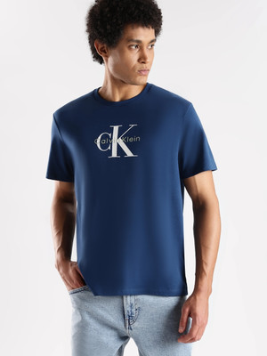 Calvin Klein Jeans Printed Men Crew Neck Blue T-Shirt