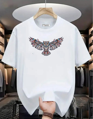 Magneto Printed Men Round Neck White T-Shirt
