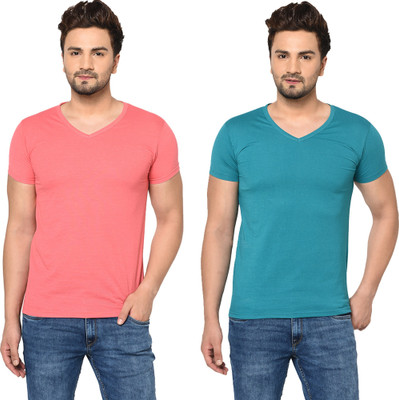 Tresna Fab Solid Men V Neck Multicolor T-Shirt