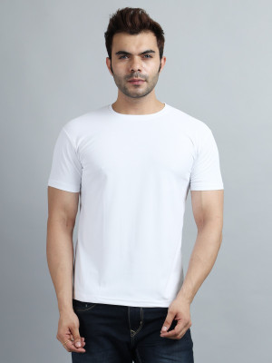 PARA HILLS Solid Men Round Neck White T-Shirt