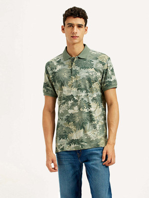 LEVI'S Printed Men Polo Neck Green T-Shirt