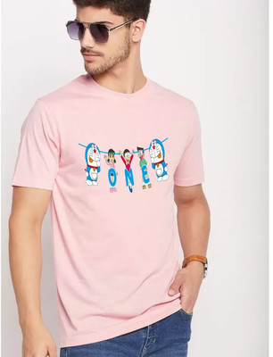 smcreations Printed Men Round Neck Pink T-Shirt