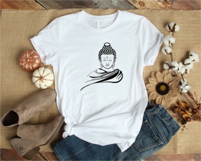 HamsaMART Printed Men Round Neck White T-Shirt