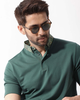 RARE RABBIT Printed Men Polo Neck Green T-Shirt