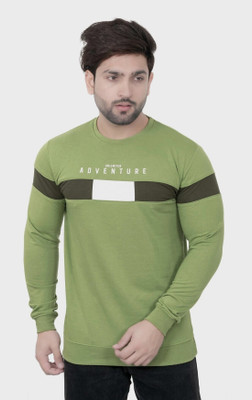 E-MAX Typography Men Round Neck Light Green T-Shirt