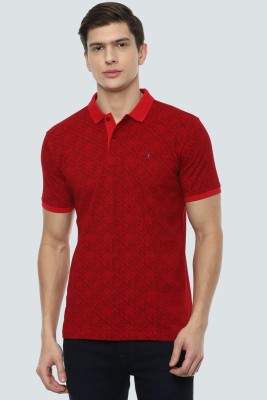 LOUIS PHILIPPE Self Design Men Polo Neck Maroon T-Shirt