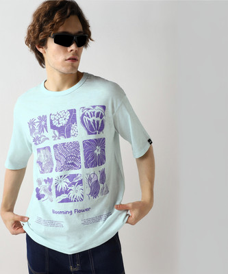BEWAKOOF Graphic Print Men Round Neck Blue T-Shirt
