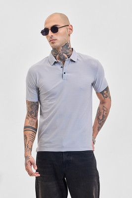 Snitch Solid Men Polo Neck Purple T-Shirt