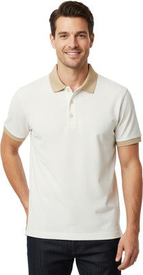 Dharmdeep Tex Solid Men Polo Neck White T-Shirt