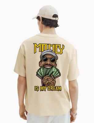 BubbleTwyst Graphic Print Men Round Neck Beige T-Shirt