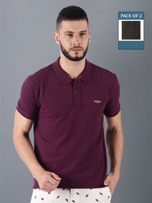 Force NXT Solid Men Polo Neck Multicolor T-Shirt