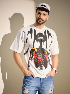 FUGAZEE Printed Men Round Neck White T-Shirt