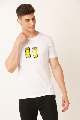 FOREVER 21 Solid Men Round Neck White T-Shirt