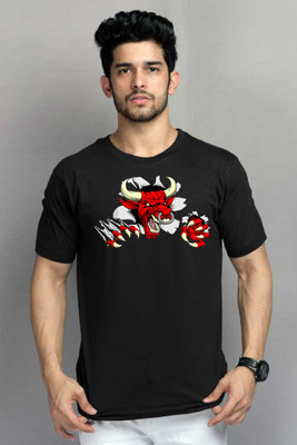clickwell Printed Men Round Neck Black T-Shirt