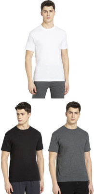 JOCKEY Solid Men Round Neck Black, Grey, White T-Shirt