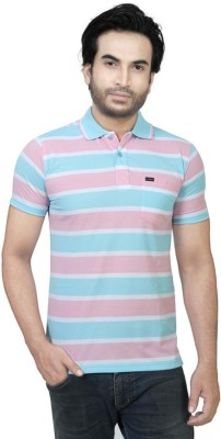 ALARM Striped Men Polo Neck Multicolor T-Shirt