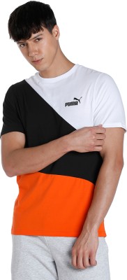 PUMA Colorblock Men Crew Neck Orange T-Shirt