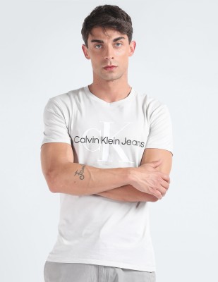 Calvin Klein Jeans Solid Men Crew Neck Grey T-Shirt