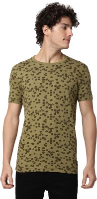 MUFTI Printed Men Round Neck Light Green T-Shirt