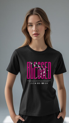Millionemotions Graphic Print Women Round Neck Black T-Shirt