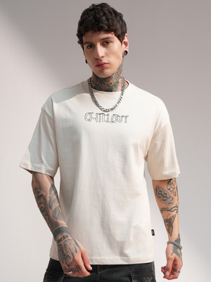 HIGHLANDER Printed Men Round Neck White T-Shirt