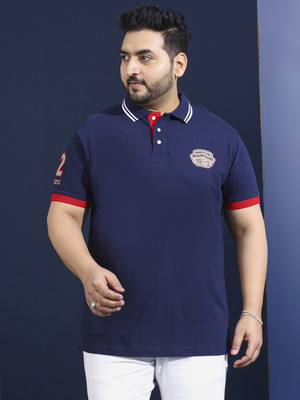 bigbanana Printed Men Polo Neck Navy Blue T-Shirt