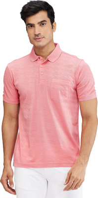 PARK AVENUE Self Design Men Polo Neck Red T-Shirt