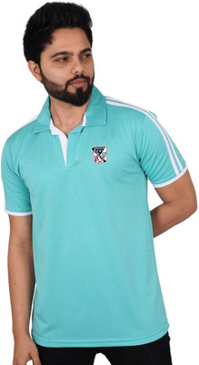 La Milano Printed Men Polo Neck Blue, White T-Shirt