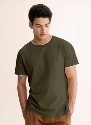METRONAUT Solid Men Round Neck Dark Green T-Shirt