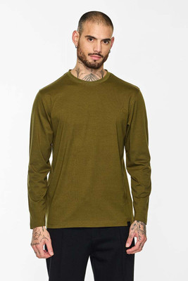 Snitch Solid Men Round Neck Green T-Shirt