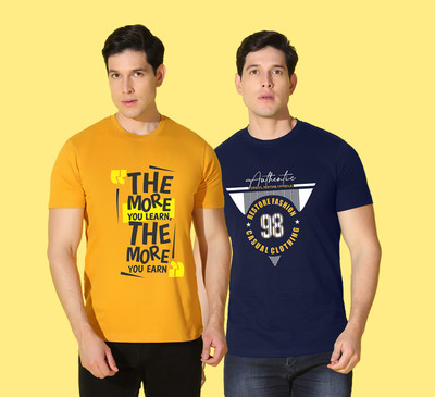 WOOSTRO Printed Men Round Neck Multicolor T-Shirt