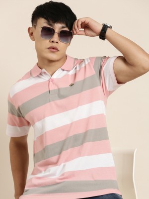 JOVEN Striped Men Polo Neck Multicolor T-Shirt