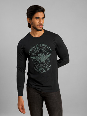 INEGO Printed Men Round Neck Reversible Green T-Shirt