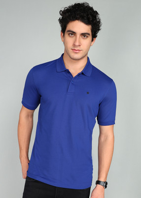 LOUIS PHILIPPE Solid Men Polo Neck Blue T-Shirt