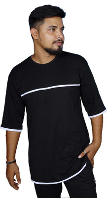 A2R FASHION Solid Men Round Neck Black T-Shirt