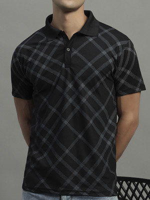 BLISS BOYS Printed Men Polo Neck Black T-Shirt