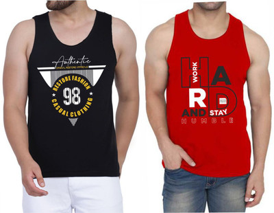 Restore Printed Men Scoop Neck Black, Red T-Shirt